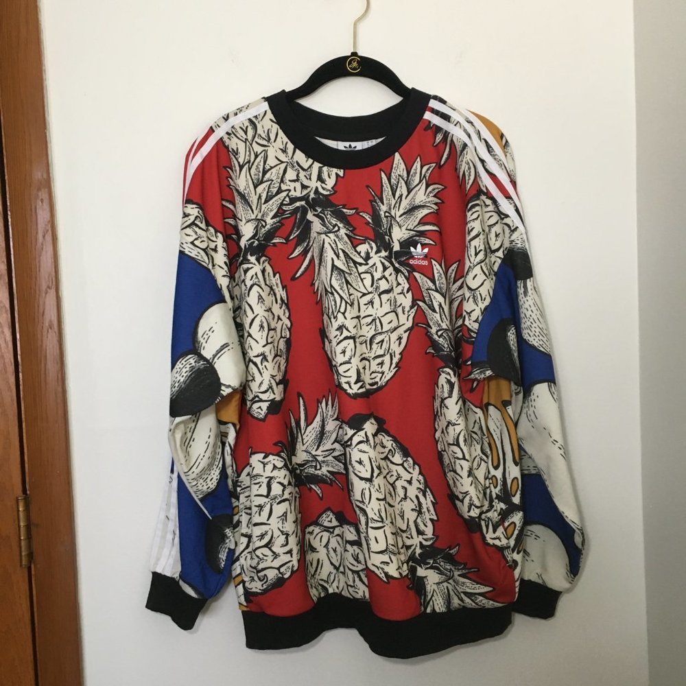 adidas Originals X Farm Boyfriend Crewneck Sweatshirt Pineapple size L